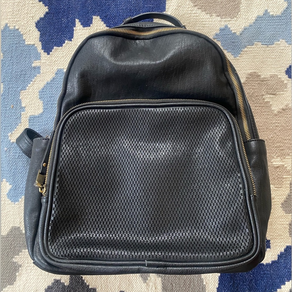 MMS Black Vegan Leather backpack